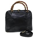 Sac à main en cuir GUCCI Bamboo 2 voies noir 000 1186 0289 Auth 80888 - Gucci