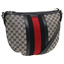 GUCCI GG Canvas Sherry Line Shoulder Bag Navy Red 257032 Auth 80828 - Gucci