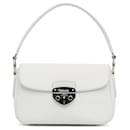 White Prada Saffiano Lux Pushlock Flap Shoulder Bag