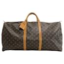 Brown Louis Vuitton Monogram Keepall 60 Travel Bag