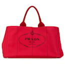 Grande borsa logo Canapa Prada rossa