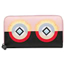 Portefeuille zippé Pink Fendi Monster