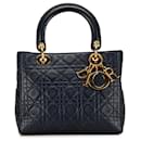 Sac Lady Dior en cuir d'agneau noir moyen Cannage