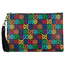 Black Gucci GG Supreme Psychedelic Zip Clutch