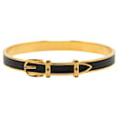 Black Hermès Leather Belt Buckle Bangle Costume Bracelet