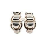 Silver Hermès Sterling Silver Deux Anneau Clip On Earrings