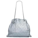 Gray Chanel CC Quilted Drawstring Tote