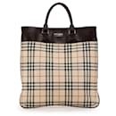 Bolso tote de lona con estampado House Check beige de Burberry