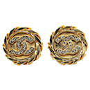 Gold Chanel Gold Plated CC Clip On Earrings