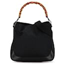 Bolso de lona GG Bamboo negro de Gucci