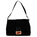 Borsa a spalla Mamma Forever in suede nero di Fendi