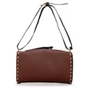 Brown Fendi Calfskin Selleria Triangle Shoulder Bag