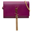 Purple Saint Laurent Grain De Poudre Kate Tassel Wallet on Chain Crossbody Bag