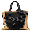 Braune LOEWE Kleine Raffia- und Leder Gate Handtasche - Loewe