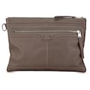 Brown Balenciaga Motocross Classic Clip M Clutch