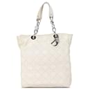 White Dior Lambskin Cannage Shopping Tote