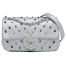 Silver Chanel Mini Rectangular Chevron Quilted Lambskin Stud Wars Flap Shoulder Bag