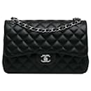 Black Chanel Jumbo Classic Lambskin Double Flap Shoulder Bag