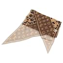 Brown Louis Vuitton Monogram Leopard Silk Scarf Scarves