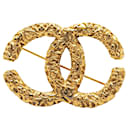 Gold Chanel Gold Plated CC Brooch