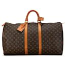 Brown Louis Vuitton Monogram Keepall 55 Travel Bag