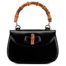 Black Gucci Calfskin Bamboo Night Satchel