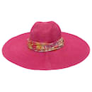 Chapeau en paille à large bord Fuchsia Emilio Pucci Taille 1