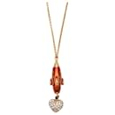 Gold-Tone & Red Dolce & Gabbana Enameled Rocket Ship Necklace