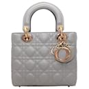 Grey Christian Dior Cannage Small Lady Dior Bag