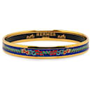 Blue Hermès Narrow Flags Enamel Bangle 65 Costume Bracelet