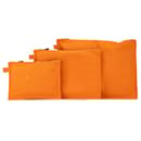 Orange Hermès Cotton Bora Bora Pouch 3 Piece Set