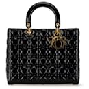 Black Dior Large Patent Cannage Lady Dior Satchel