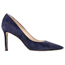 Jimmy Choo Romy Pumps in Navy Blue Suede