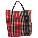 BURBERRY Nova Check Hand Bag Canvas Red Black Auth bs15729 - Burberry