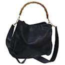 Sac à bandoulière Gucci en cuir noir Bamboo 001 1638 200047 Auth 80194