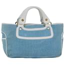 Sac à main en toile Macadam CELINE C en daim bleu clair et blanc Auth 80260 - Céline