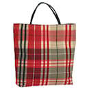 BURBERRY Nova Check Hand Bag Canvas Red Auth bs15741 - Burberry