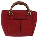 GUCCI Bamboo Hand Bag Leather Red Auth 80172 - Gucci