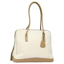 Bolsa de Ombro PRADA em Nylon e Couro Branco Auth bs15605 - Prada