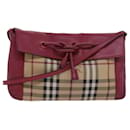 BURBERRY Nova Check Shoulder Bag PVC Leather Beige Red Auth 80259 - Burberry