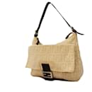 Bolso de hombro de lona Zucca beige de Fendi