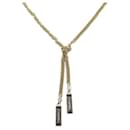 NINE CHANEL NECKLACE PENDANT LOGO CC LEATHER 64-74CM GOLD - Chanel