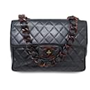 VINTAGE SAC A MAIN CHANEL TIMELESS CLASSIQUE JUMBO CHAINE AMBRE NOIR BAG - Chanel