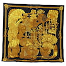 HERMES Carre 90 Scarf ""ARMETS en PANACHE"" Silk Black Auth am6343 - Hermès