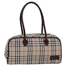 Bolsa de mão em canvas bege com estampa Nova Check da BURBERRY Auth 81791 - Burberry