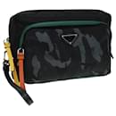 PRADA Clutch Bag Nylon Black Green Auth 79868 - Prada