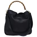 GUCCI Bamboo Hand Bag Leather 2way Black 001 1577 Auth ep4654 - Gucci