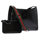 GUCCI Web Sherry Line Schultertasche Emaille Schwarz Rot Grün Auth ep4721 - Gucci