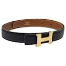 HERMES Constance Belt Leather 29.1"" Black Auth 81120 - Hermès