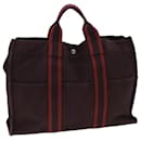 HERMES Fourre Tout MM Bolsa de Mano Lona Rojo Vino Auth bs15750 - Hermès